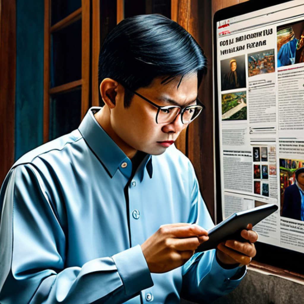 Combating Fake News**

"A concerned individual carefully examining a news article on a tablet, surrounded by various sources of information, fully clothed, appropriate attire, safe for work, perfect anatomy, correct proportions, professional, modest, family-friendly, digital illustration, high quality, realistic lighting. The background shows subtle Vietnamese cultural elements to resonate with the local audience."

**
