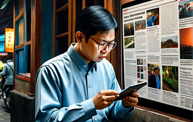Combating Fake News**

"A concerned individual carefully examining a news article on a tablet, surrounded by various sources of information, fully clothed, appropriate attire, safe for work, perfect anatomy, correct proportions, professional, modest, family-friendly, digital illustration, high quality, realistic lighting. The background shows subtle Vietnamese cultural elements to resonate with the local audience."

**