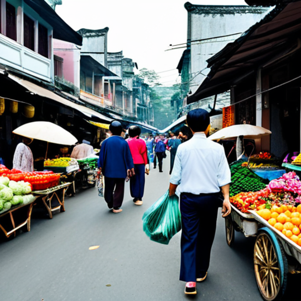 가짜뉴스 감별을 위한 팁 - A bustling chợ (market) scene in Hanoi**

"A vibrant and colorful scene at a traditional chợ in Hano...