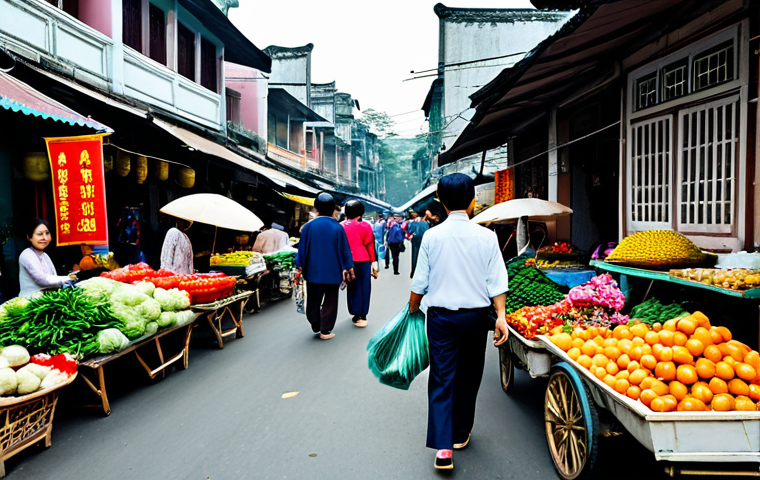 가짜뉴스 감별을 위한 팁 - A bustling chợ (market) scene in Hanoi**

"A vibrant and colorful scene at a traditional chợ in Hano...
