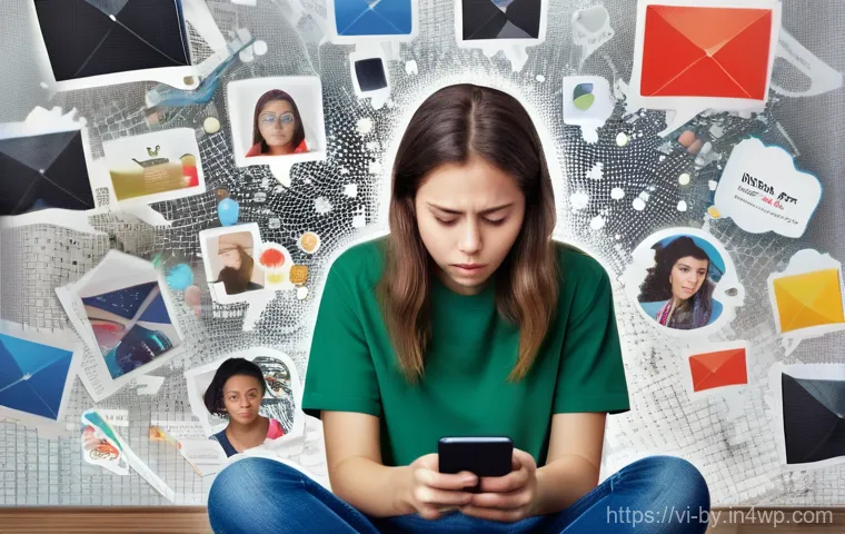 가짜뉴스가 여론에 미치는 영향 - **Prompt: The Overwhelmed Consumer of Misinformation**
    "A young woman, approximately 18-25 years...