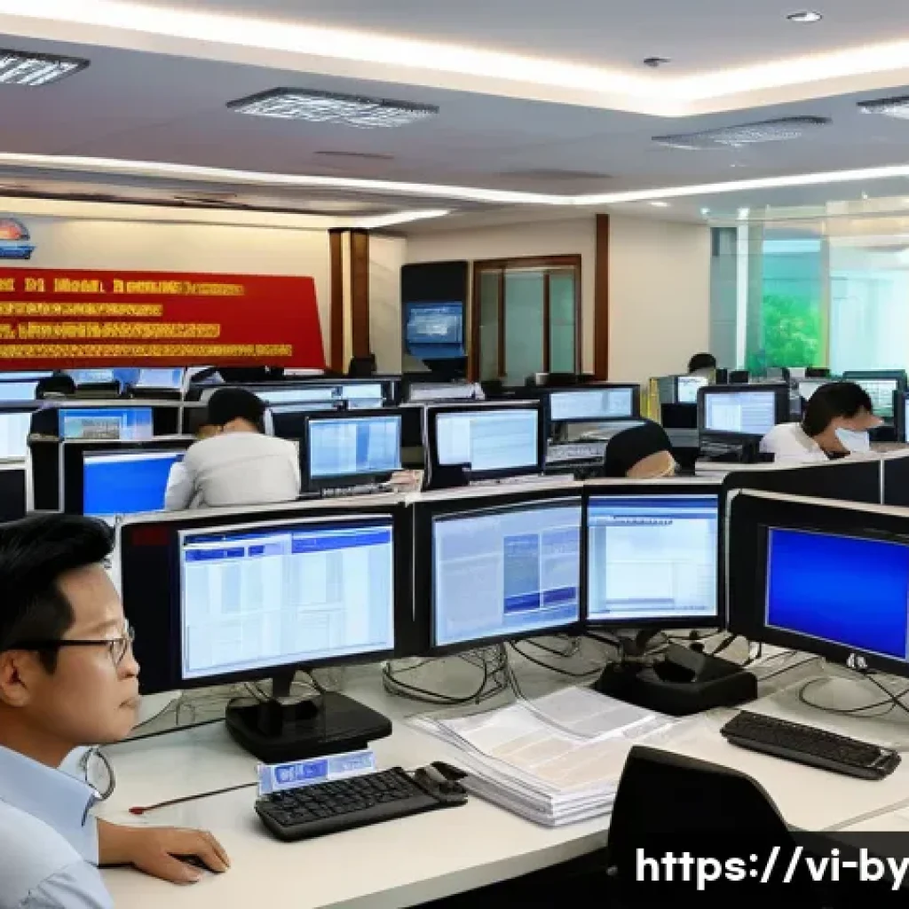 가짜뉴스 판별을 위한 5가지 질문 - A professional newsroom setting in Vietnam, showing a diverse team of journalists and editors workin...