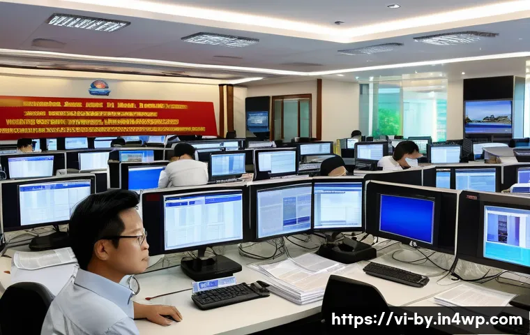 가짜뉴스 판별을 위한 5가지 질문 - A professional newsroom setting in Vietnam, showing a diverse team of journalists and editors workin...